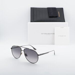 Victoria Beckham VB242S 043 Aviator Sunglasses – Gunmetal/Grey